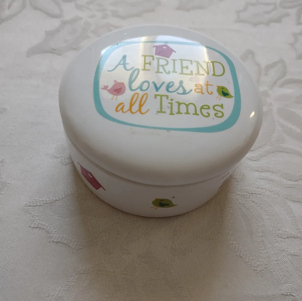 Inspirational Quote Friend Porcelain Jewelry Box With Lid Trinket